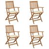 vidaXL Folding Garden Chairs 4 pcs with Cushions Solid Wood Acacia