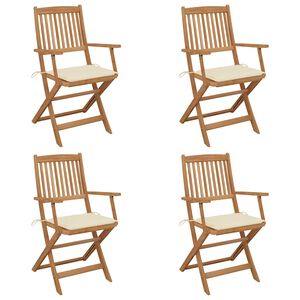 vidaXL Folding Garden Chairs 4 pcs with Cushions Solid Wood Acacia