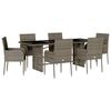 vidaXL 7 Piece Garden Dining Set with Cushions Grey Poly Rattan