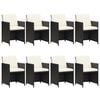 vidaXL 9 Piece Garden Dining Set with Cushions Poly Rattan Black