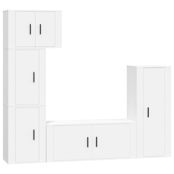 vidaXL 5 Piece TV Cabinet Set White Engineered Wood