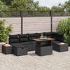 vidaXL Garden Sofa Set Height-Adjustable 8 pcs Black Poly Rattan