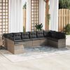 vidaXL Garden Sofa Set with Cushion 10 pcs Grey Poly Rattan