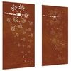 vidaXL Garden Wall Decorations 2pcs 105x55cm Corten Steel Flower Design