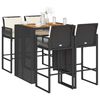 vidaXL 5 Piece Garden Bar Set with Cushions Black Poly Rattan Acacia