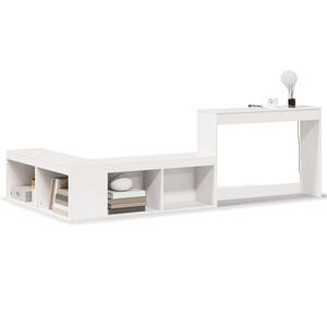 vidaXL Bedside Cabinet with Desk White 232x122x75 cm Solid Wood Pine
