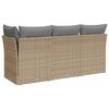 vidaXL Garden Sofa with Cushions 3-Seater Beige Poly Rattan