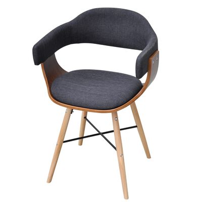 vidaXL Dining Chairs 6 pcs Dark Grey Bent Wood and Fabric