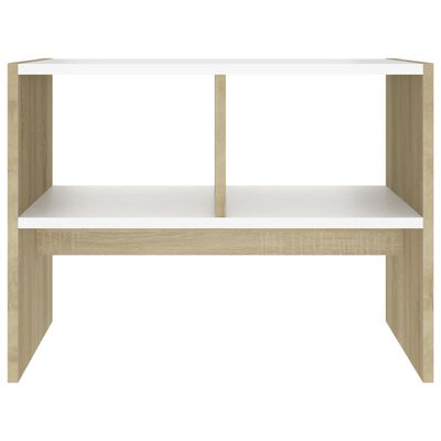 vidaXL Side Table White and Sonoma Oak 60x40x45 cm Engineered Wood