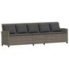 vidaXL Garden Sofa 5-Seater with Cushions Grey Poly Rattan