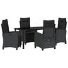 vidaXL Garden Dining Set 5 pcs Black Poly Rattan
