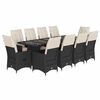 vidaXL 11 Piece Garden Bistro Set with Cushions Black Poly Rattan