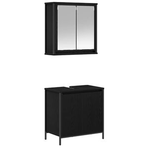 vidaXL 2 Piece Bathroom Furniture Set Black Oak Engineered Wood