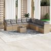 vidaXL 10 Piece Garden Sofa Set with Cushions Beige Poly Rattan