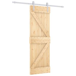 vidaXL Sliding Door Natural and White 70 x 210 cm Solid Pine Wood