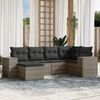 vidaXL 6 Piece Garden Sofa Set with Cushions Grey Poly Rattan
