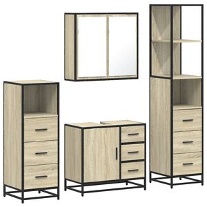 vidaXL 4 Piece Bathroom Furniture Set Sonoma Oak Engineered Wood
