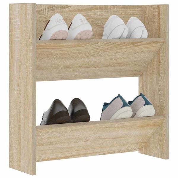 vidaXL Wall Shoe Cabinet Sonoma Oak 60x18x60 cm Engineered Wood