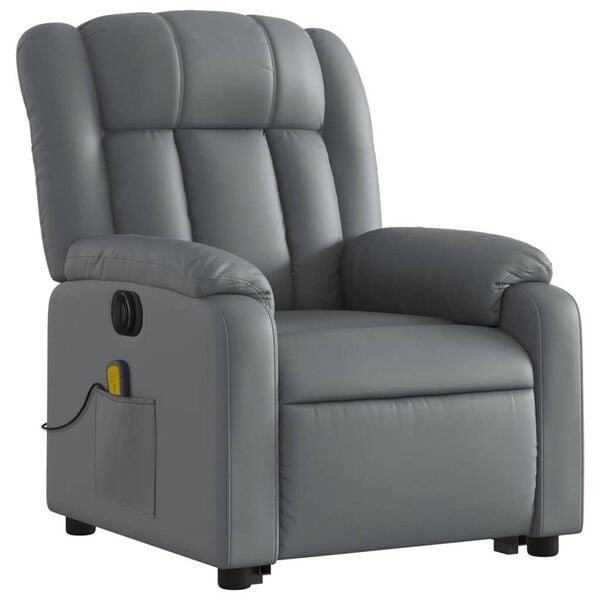 vidaXL Electric Stand up Massage Recliner Chair Grey Faux Leather