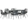 vidaXL 7 Piece Garden Dining Set with Cushions Black Poly Rattan Glass