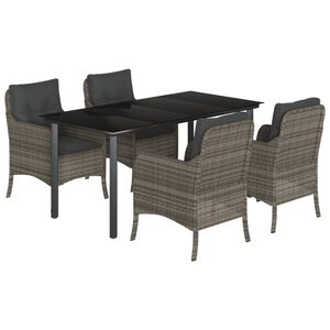vidaXL Garden Dining Set | Grey | PE rattan | 4-seater | UV-resistant materials