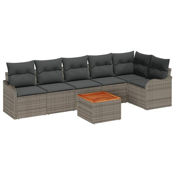 vidaXL Garden Sofa Set 7 pcs Grey Poly rattan