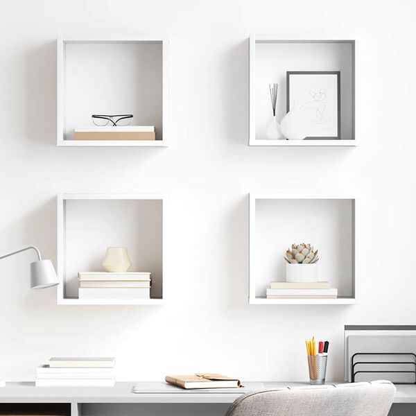 vidaXL Wall Cube Shelves 4 pcs High Gloss White 30x15x30 cm