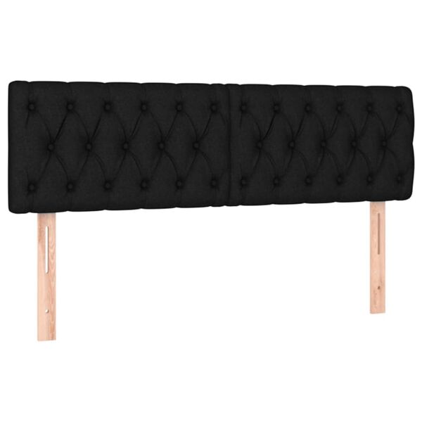 vidaXL LED Headboard Black 144x7x78/88 cm Fabric