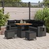 vidaXL Garden Sofa Set with Cushion 9 pcs Black Poly Rattan