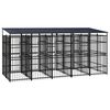 vidaXL Outdoor Dog Kennel with Roof Steel 9.22 m&sup2;