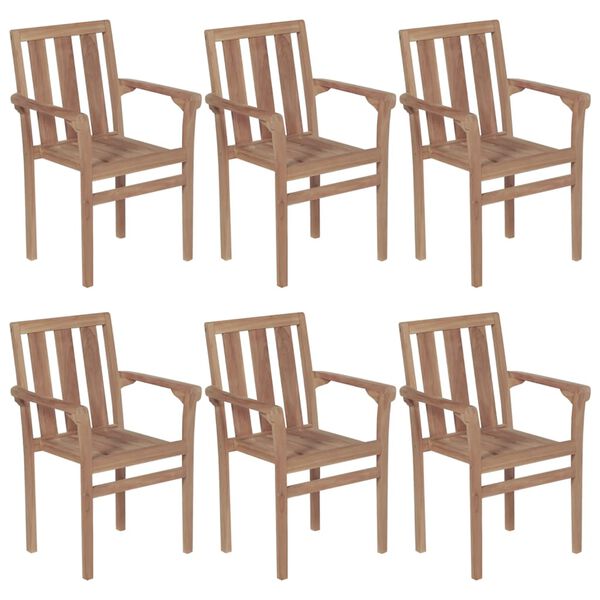 vidaXL Stackable Garden Chairs with Cushions 6 pcs Solid Teak Wood