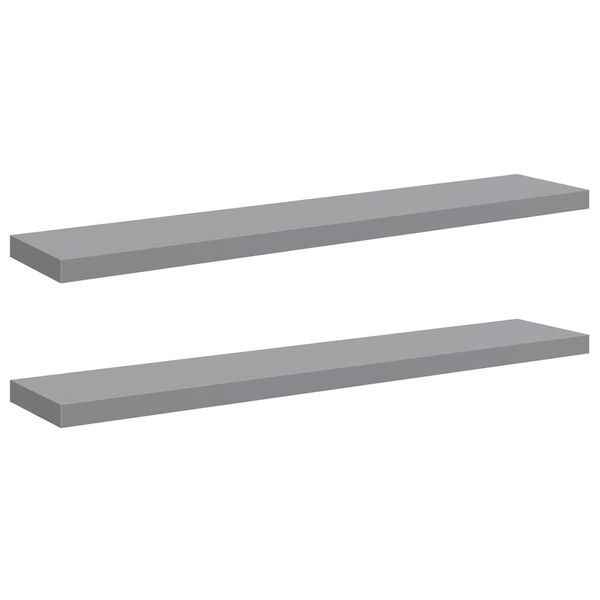 vidaXL Floating Wall Shelves 2 pcs Grey 120x23.5x3.8 cm MDF