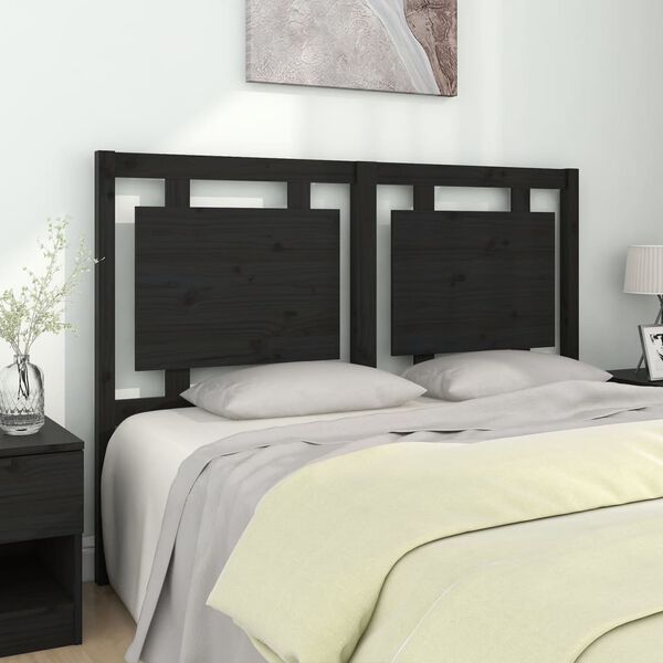 vidaXL Bed Headboard Black 140.5x4x100 cm Solid Pine Wood