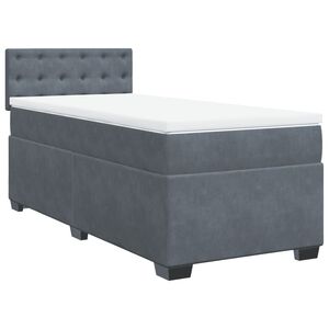 vidaXL Box Spring Bed with Mattress Dark Grey King Single Fabric