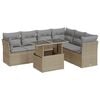 vidaXL 7 Piece Garden Sofa Set with Cushions Beige Poly Rattan