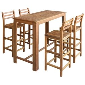 vidaXL Bar Table And Chair | Brown | Solid acacia wood | Medium | Footrest