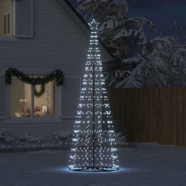 vidaXL LED Christmas Tree Cool White 100.5 x 100.5 x 304 cm Iron