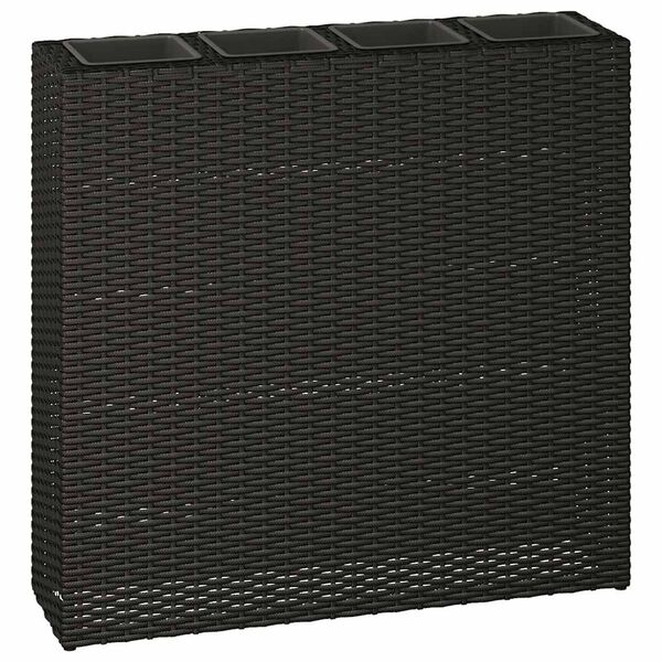 vidaXL Garden Raised Bed with 4 Pots 2 pcs Poly Rattan Black(2x41084)