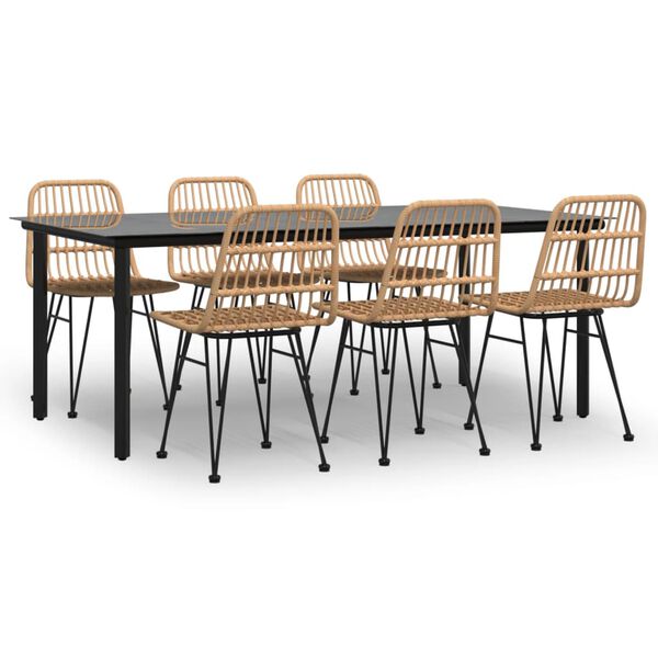 vidaXL 7 Piece Garden Dining Set Poly Rattan