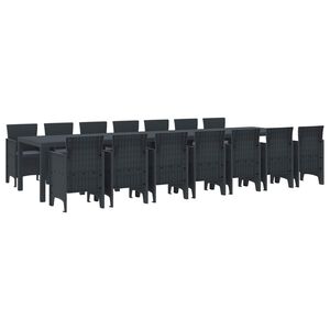 vidaXL Garden Dining Set with Cushions 15 pcs Anthracite PP