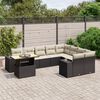vidaXL 10 Piece Garden Sofa Set with Cushions Black Poly Rattan