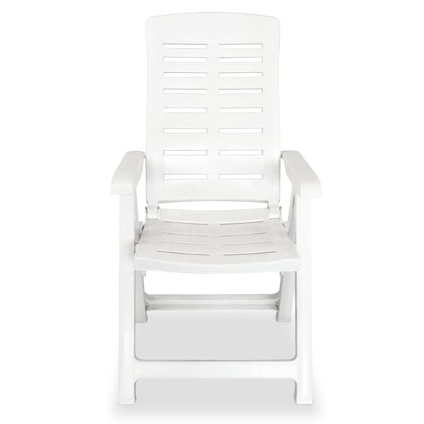vidaXL Reclining Garden Chairs 4 pcs Plastic White