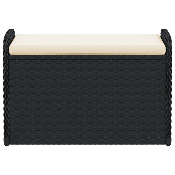 vidaXL Storage Bench with Cushion Black 80x51x52 cm Poly Rattan