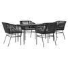 vidaXL 5 Piece Garden Dining Set with Cushions Black Poly Rattan Glass