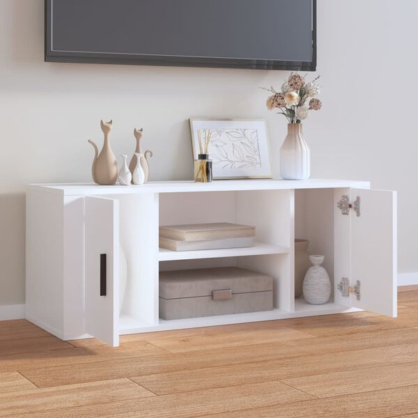 vidaXL TV Cabinet White 100x35x40 cm Engineered Wood