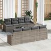 vidaXL Sofa Set with Cushion Manual with Pillow 9 pcs Grey Poly Rattan
