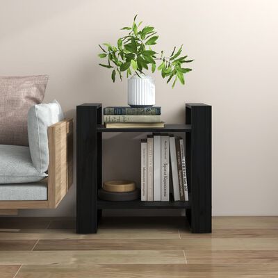 vidaXL Book Cabinet/Room Divider Black 60x35x57 cm Solid Wood Pine