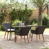 vidaXL Garden Dining Set with Cushion 5 pcs Black Poly Rattan