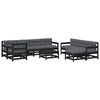 vidaXL 10 Piece Garden Lounge Set with Cushions Black Solid Wood