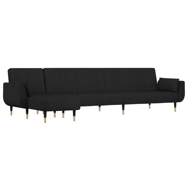 vidaXL L-shaped Sofa Bed Black 275x140x70 cm Velvet